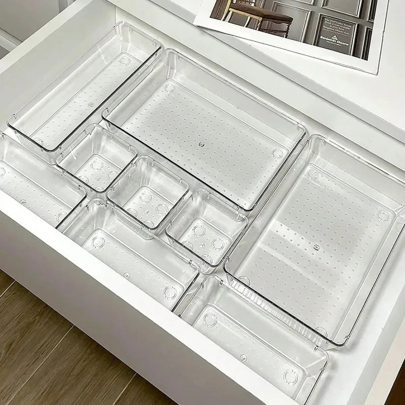 Clear Desk Drawer Organizer Set