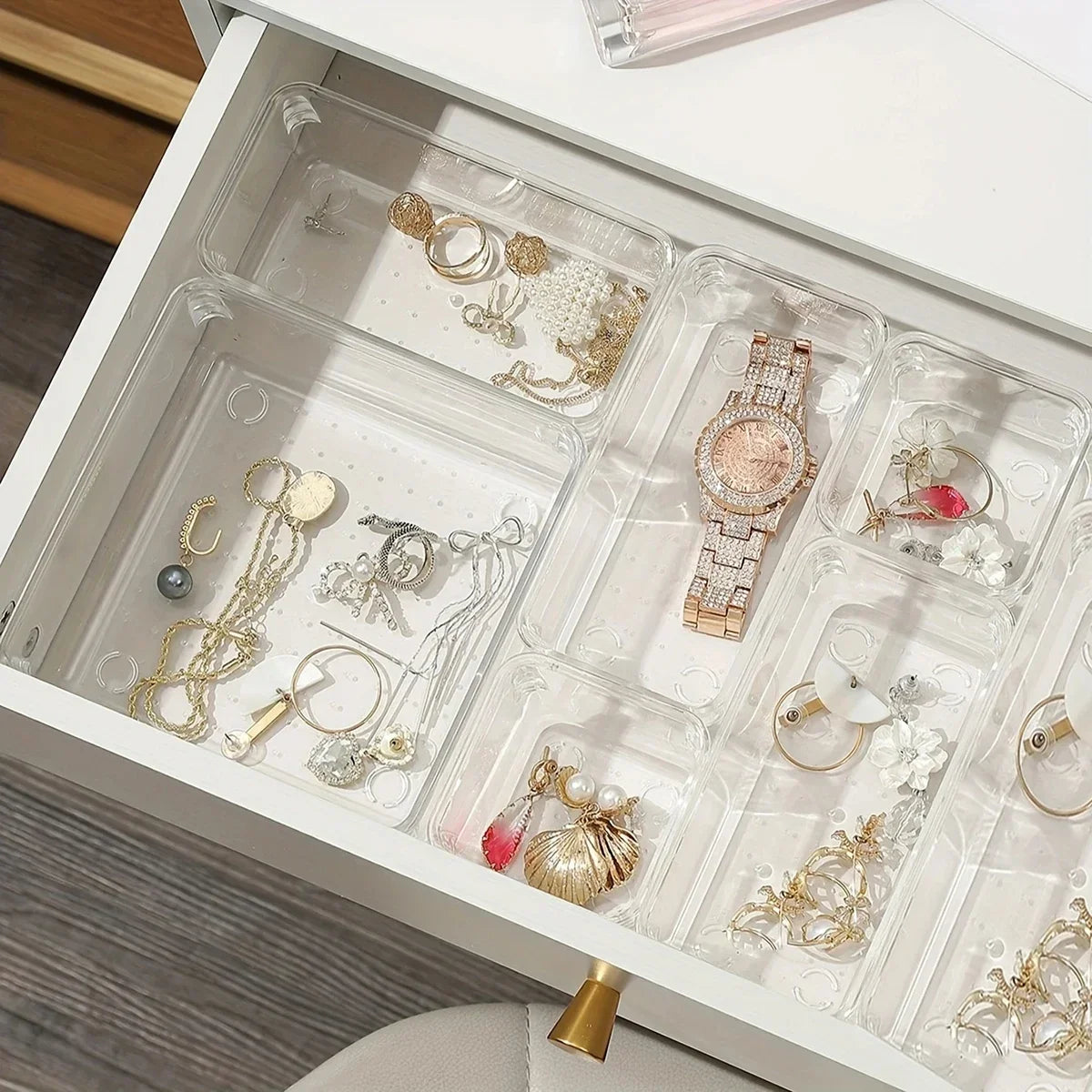 Clear Desk Drawer Organizer Set